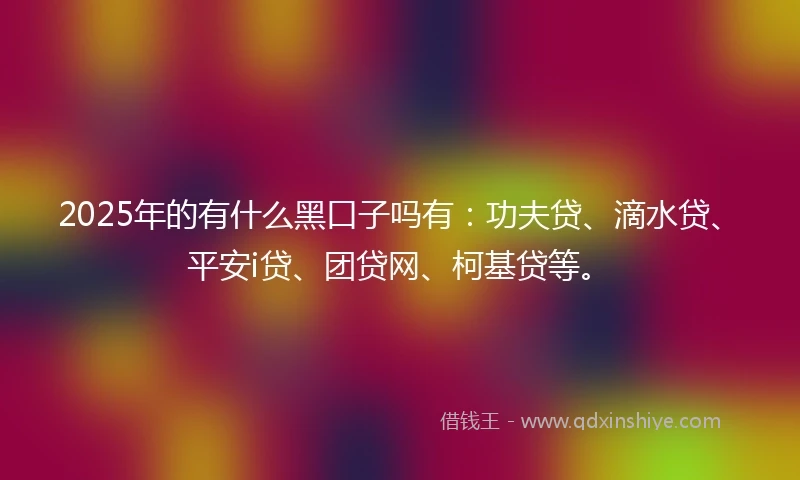 2025年的有什么黑口子吗有：功夫贷、滴水贷、平安i贷、团贷网、柯基贷等。