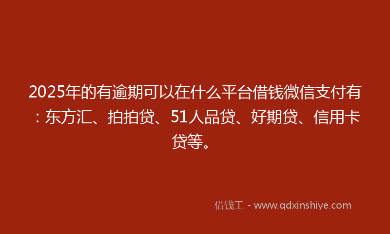 2025年的有逾期可以在什么平台借钱微信支付有：东方汇、拍拍贷、51人品贷、好期贷、信用卡贷等。
