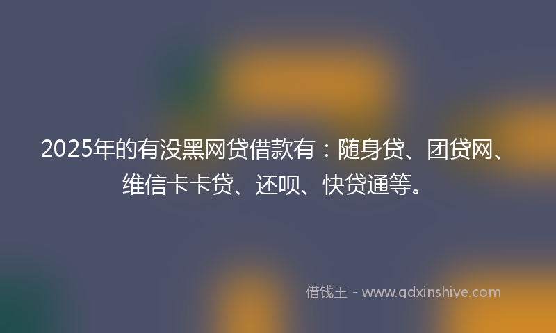 2025年的有没黑网贷借款有：随身贷、团贷网、维信卡卡贷、还呗、快贷通等。