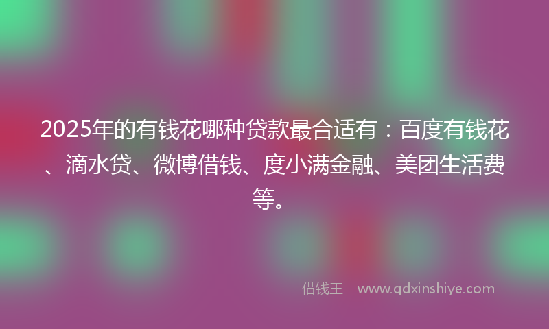 2025年的有钱花哪种贷款最合适有：百度有钱花、滴水贷、微博借钱、度小满金融、美团生活费等。