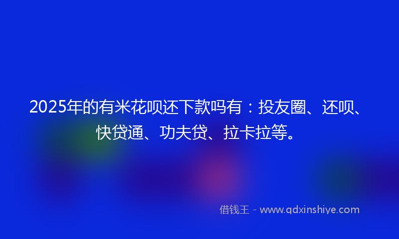 2025年的有米花呗还下款吗有：投友圈、还呗、快贷通、功夫贷、拉卡拉等。