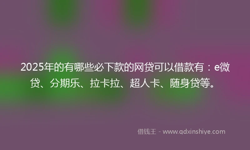 2025年的有哪些必下款的网贷可以借款有：e微贷、分期乐、拉卡拉、超人卡、随身贷等。