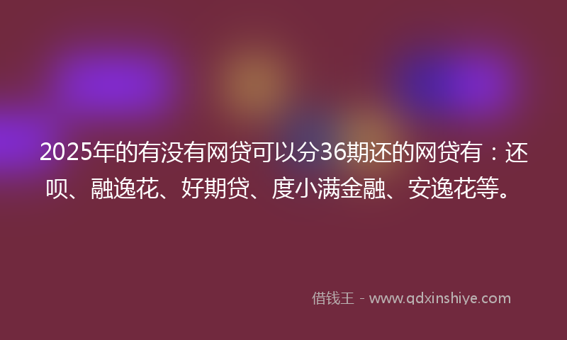 2025年的有没有网贷可以分36期还的网贷有：还呗、融逸花、好期贷、度小满金融、安逸花等。
