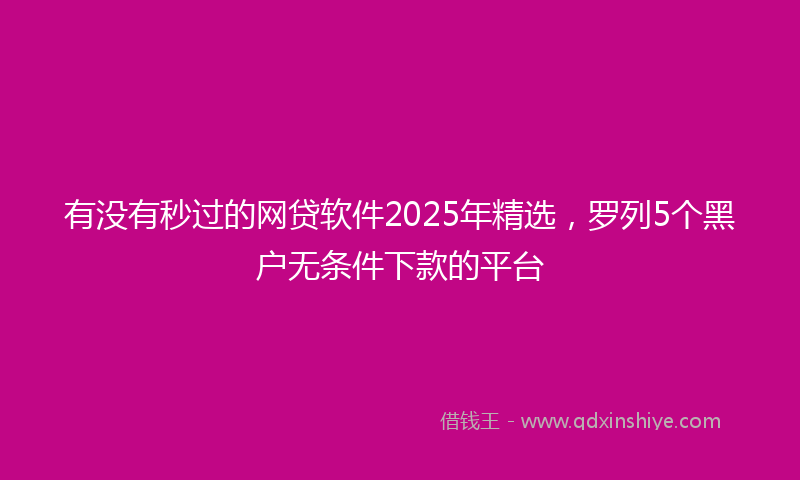 有没有秒过的网贷软件2025年精选，罗列5个黑户无条件下款的平台