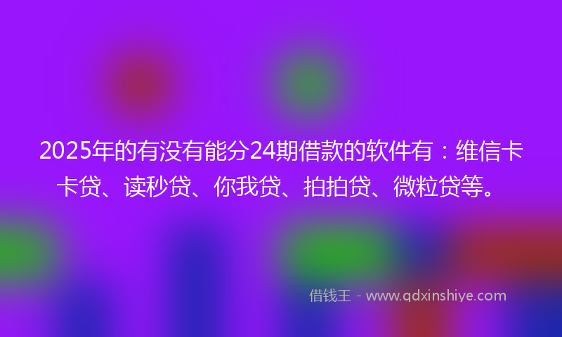 2025年的有没有能分24期借款的软件有：维信卡卡贷、读秒贷、你我贷、拍拍贷、微粒贷等。