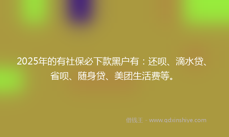 2025年的有社保必下款黑户有：还呗、滴水贷、省呗、随身贷、美团生活费等。