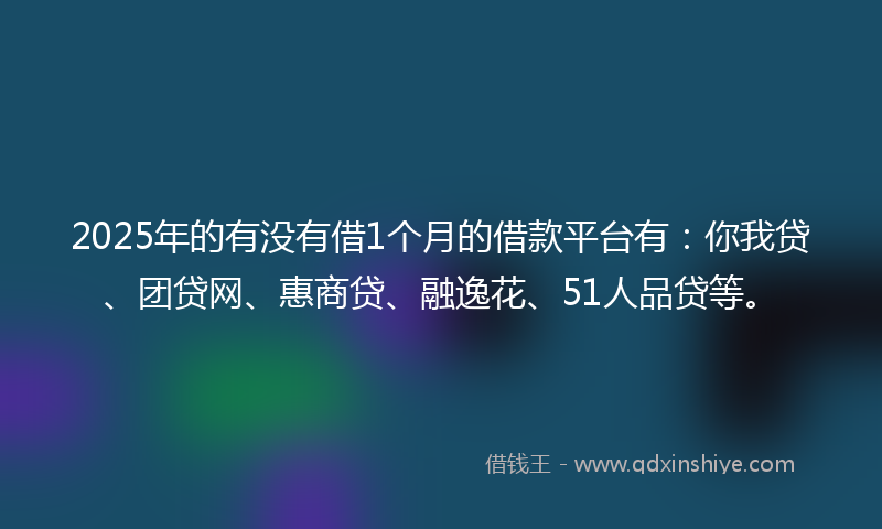 2025年的有没有借1个月的借款平台有：你我贷、团贷网、惠商贷、融逸花、51人品贷等。