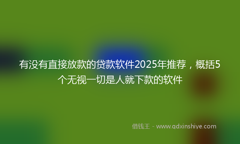 有没有直接放款的贷款软件2025年推荐，概括5个无视一切是人就下款的软件
