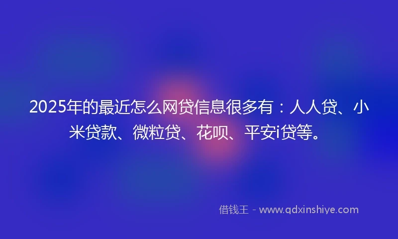 2025年的最近怎么网贷信息很多有：人人贷、小米贷款、微粒贷、花呗、平安i贷等。
