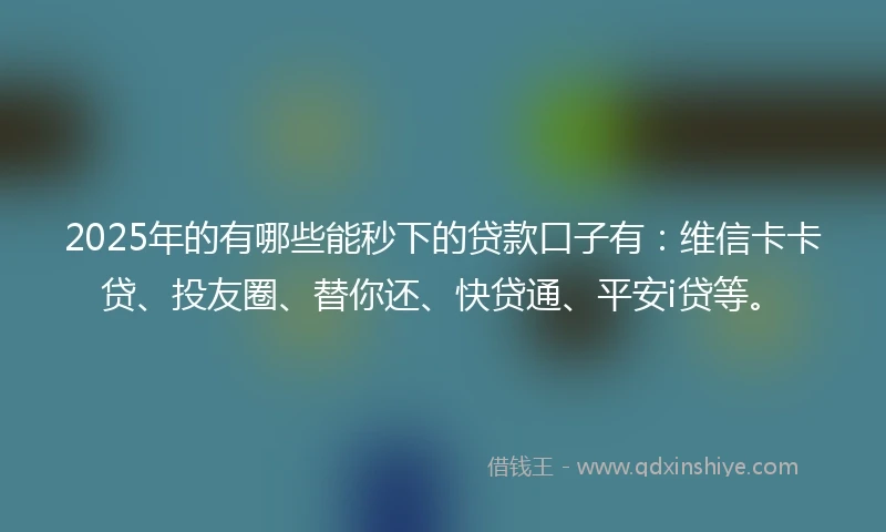 2025年的有哪些能秒下的贷款口子有：维信卡卡贷、投友圈、替你还、快贷通、平安i贷等。