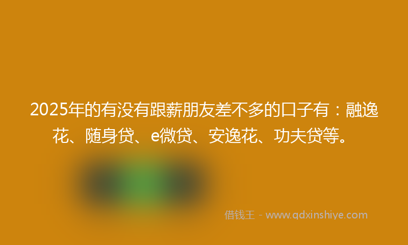 2025年的有没有跟薪朋友差不多的口子有：融逸花、随身贷、e微贷、安逸花、功夫贷等。
