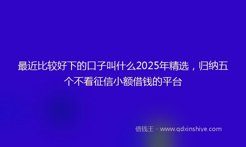 最近比较好下的口子叫什么2025年精选,归纳五个不看征信小额借钱的平台