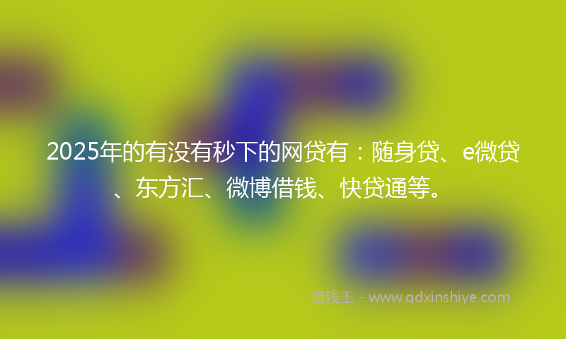 2025年的有没有秒下的网贷有：随身贷、e微贷、东方汇、微博借钱、快贷通等。