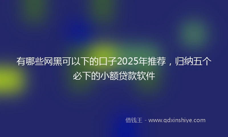 有哪些网黑可以下的口子2025年推荐，归纳五个必下的小额贷款软件