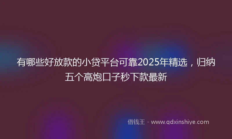 有哪些好放款的小贷平台可靠2025年精选，归纳五个高炮口子秒下款最新