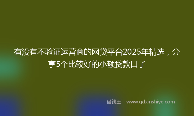有没有不验证运营商的网贷平台2025年精选，分享5个比较好的小额贷款口子