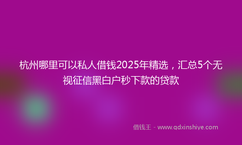 杭州哪里可以私人借钱2025年精选，汇总5个无视征信黑白户秒下款的贷款
