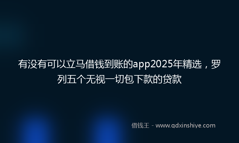 有没有可以立马借钱到账的app2025年精选，罗列五个无视一切包下款的贷款