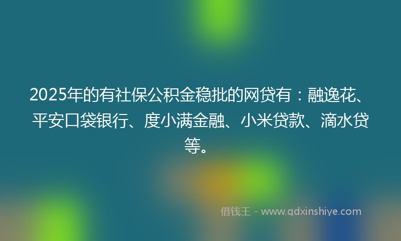 2025年的有社保公积金稳批的网贷有：融逸花、平安口袋银行、度小满金融、小米贷款、滴水贷等。