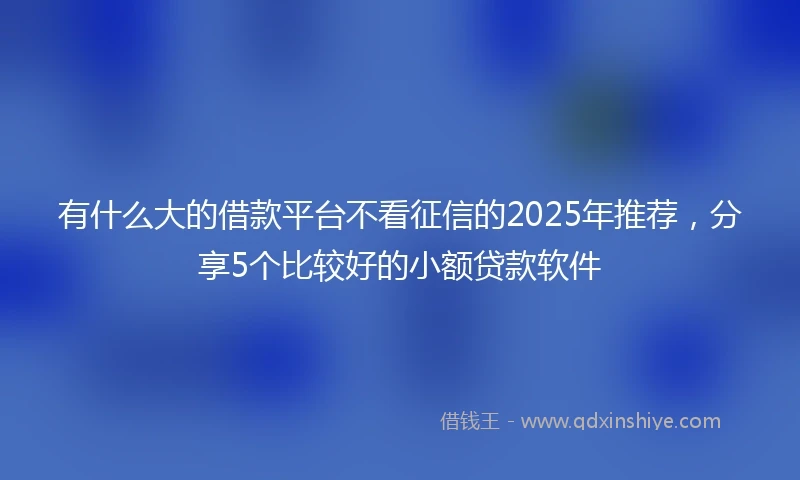 有什么大的借款平台不看征信的2025年推荐，分享5个比较好的小额贷款软件