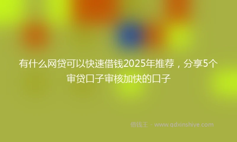 有什么网贷可以快速借钱2025年推荐，分享5个审贷口子审核加快的口子