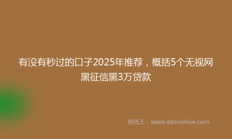 有没有秒过的口子2025年推荐，概括5个无视网黑征信黑3万贷款