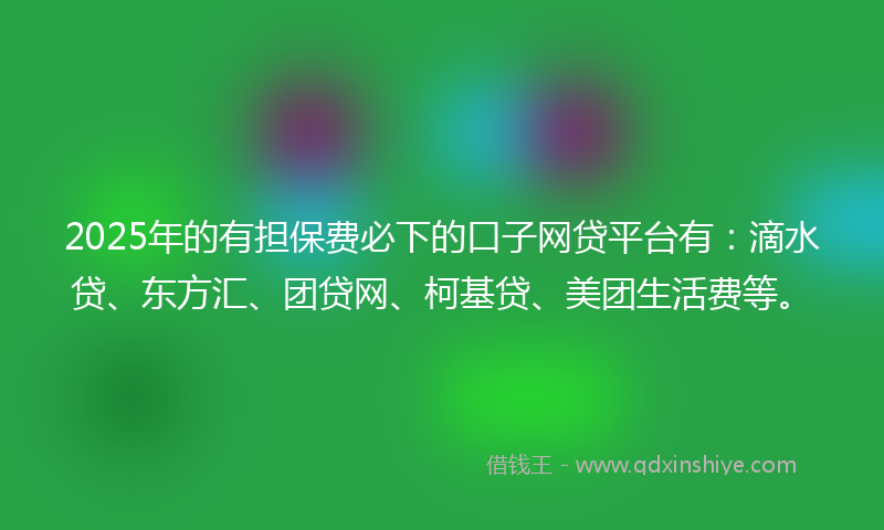 2025年的有担保费必下的口子网贷平台有：滴水贷、东方汇、团贷网、柯基贷、美团生活费等。