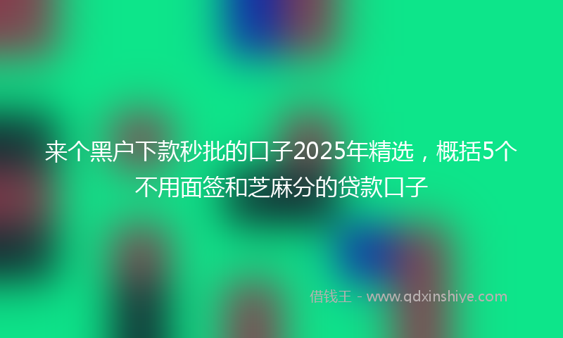 来个黑户下款秒批的口子2025年精选，概括5个不用面签和芝麻分的贷款口子
