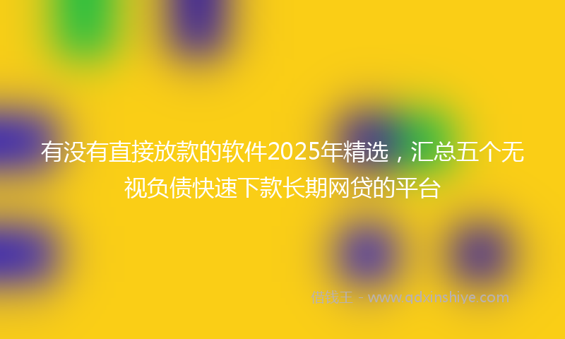有没有直接放款的软件2025年精选，汇总五个无视负债快速下款长期网贷的平台