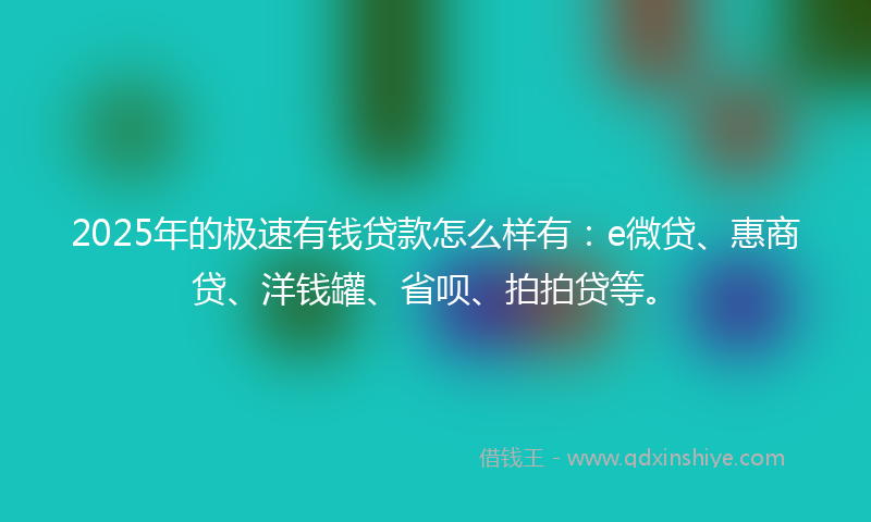 2025年的极速有钱贷款怎么样有：e微贷、惠商贷、洋钱罐、省呗、拍拍贷等。