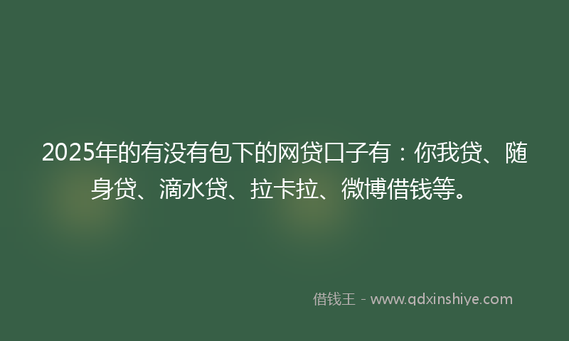 2025年的有没有包下的网贷口子有：你我贷、随身贷、滴水贷、拉卡拉、微博借钱等。