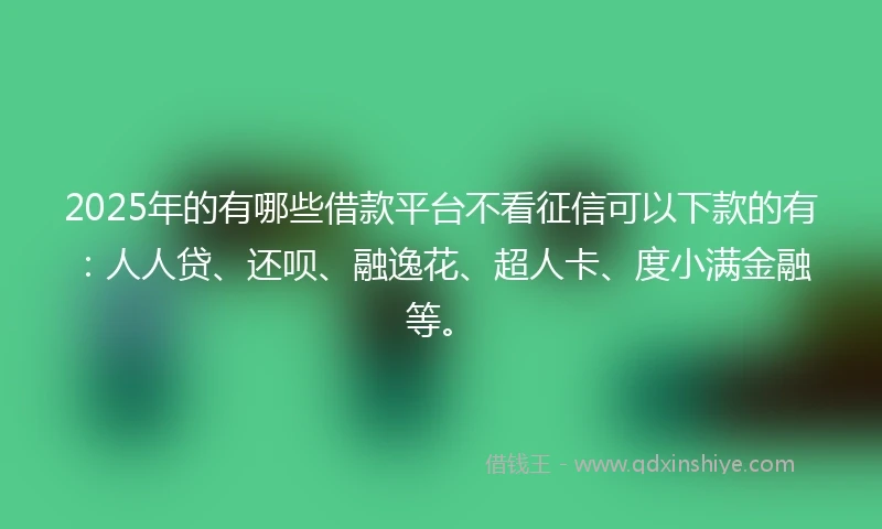 2025年的有哪些借款平台不看征信可以下款的有：人人贷、还呗、融逸花、超人卡、度小满金融等。