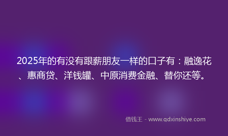 2025年的有没有跟薪朋友一样的口子有：融逸花、惠商贷、洋钱罐、中原消费金融、替你还等。
