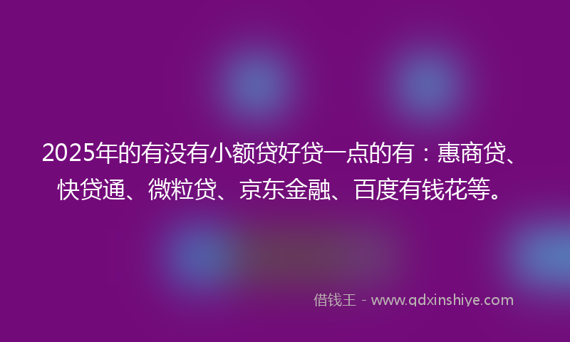 2025年的有没有小额贷好贷一点的有：惠商贷、快贷通、微粒贷、京东金融、百度有钱花等。