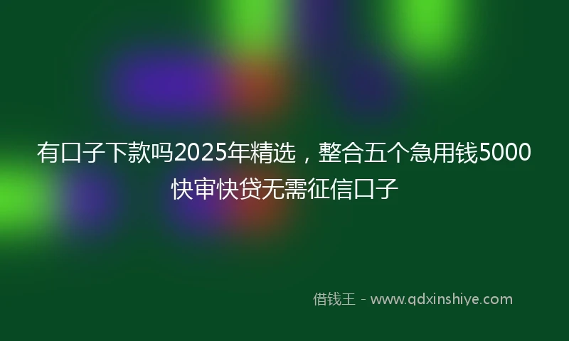 有口子下款吗2025年精选，整合五个急用钱5000快审快贷无需征信口子