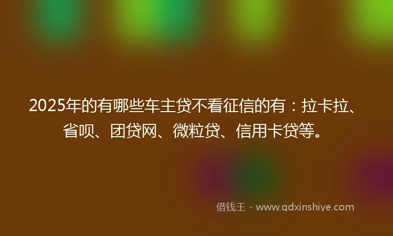 2025年的有哪些车主贷不看征信的有：拉卡拉、省呗、团贷网、微粒贷、信用卡贷等。