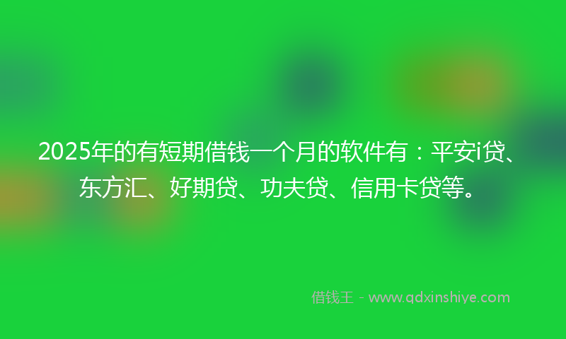 2025年的有短期借钱一个月的软件有：平安i贷、东方汇、好期贷、功夫贷、信用卡贷等。