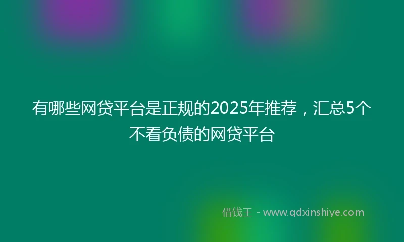 有哪些网贷平台是正规的2025年推荐，汇总5个不看负债的网贷平台