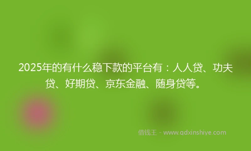 2025年的有什么稳下款的平台有:人人贷、功夫贷、好期贷、京东金融、随身贷等。