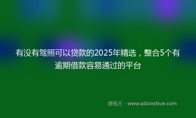 有没有驾照可以贷款的2025年精选，整合5个有逾期借款容易通过的平台