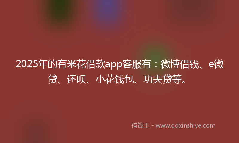 2025年的有米花借款app客服有：微博借钱、e微贷、还呗、小花钱包、功夫贷等。