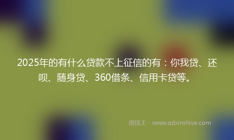 2025年的有什么贷款不上征信的有：你我贷、还呗、随身贷、360借条、信用卡贷等。