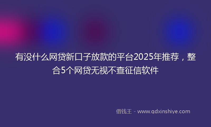有没什么网贷新口子放款的平台2025年推荐，整合5个网贷无视不查征信软件