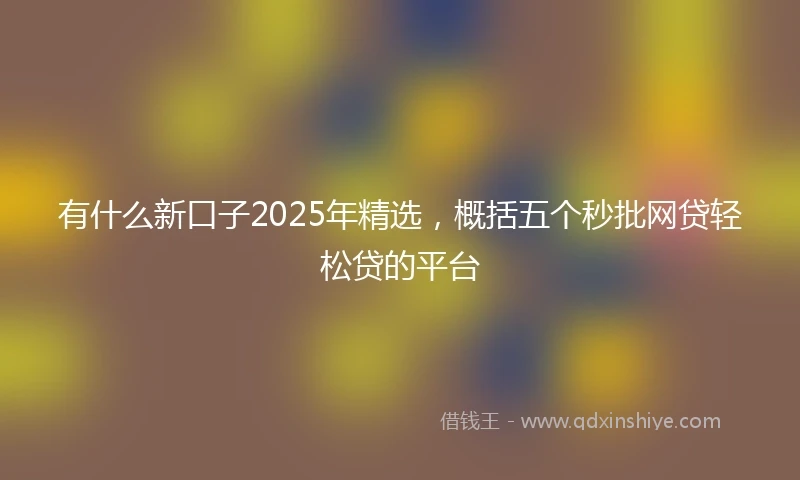 有什么新口子2025年精选，概括五个秒批网贷轻松贷的平台