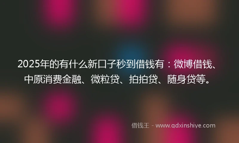 2025年的有什么新口子秒到借钱有：微博借钱、中原消费金融、微粒贷、拍拍贷、随身贷等。