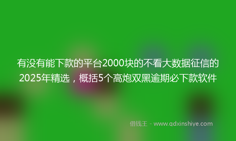 有没有能下款的平台2000块的不看大数据征信的2025年精选，概括5个高炮双黑逾期必下款软件
