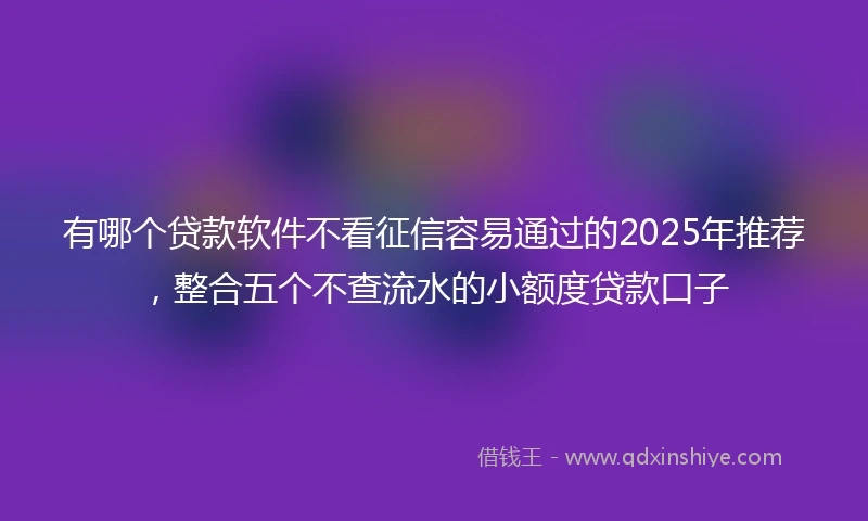 有哪个贷款软件不看征信容易通过的2025年推荐，整合五个不查流水的小额度贷款口子