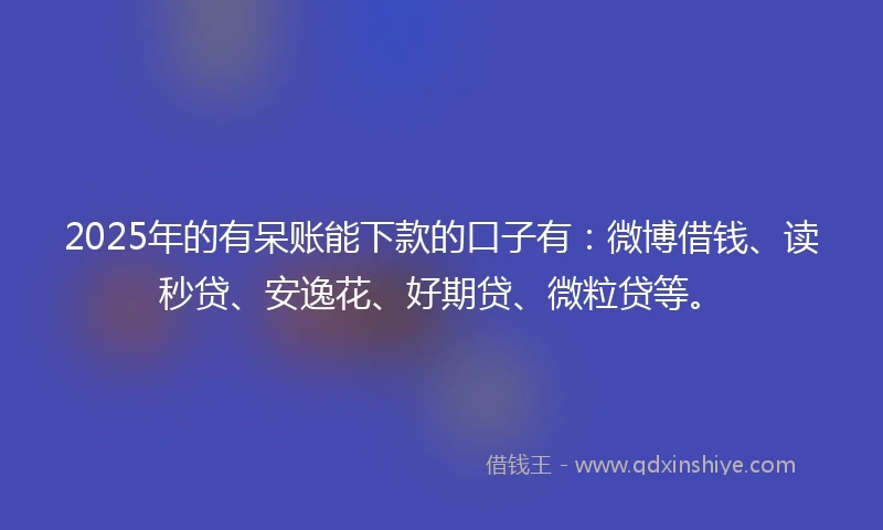 2025年的有呆账能下款的口子有：微博借钱、读秒贷、安逸花、好期贷、微粒贷等。