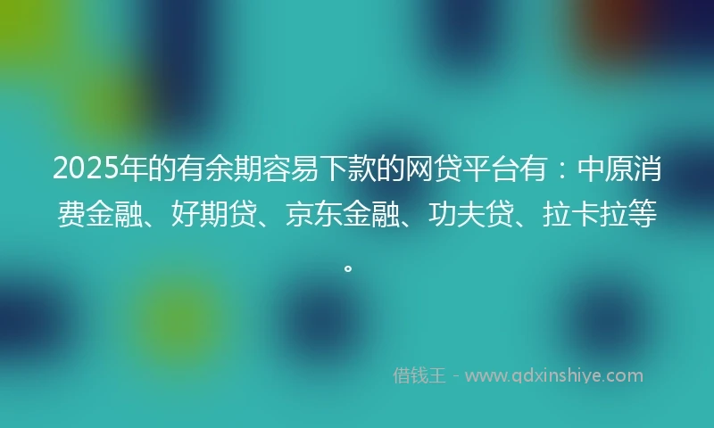 2025年的有余期容易下款的网贷平台有：中原消费金融、好期贷、京东金融、功夫贷、拉卡拉等。