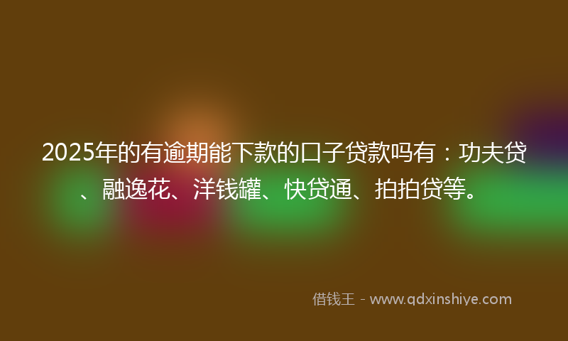 2025年的有逾期能下款的口子贷款吗有：功夫贷、融逸花、洋钱罐、快贷通、拍拍贷等。